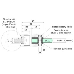 Svorka skla na trubku ø42.4mm s podložkou, AISI304 Svorka skla na trubku ø42.4mm s podložkou, AISI304
